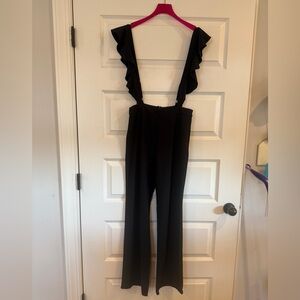 Miss V NWOT Elegant Black Ruffle Strap Jumpsuit